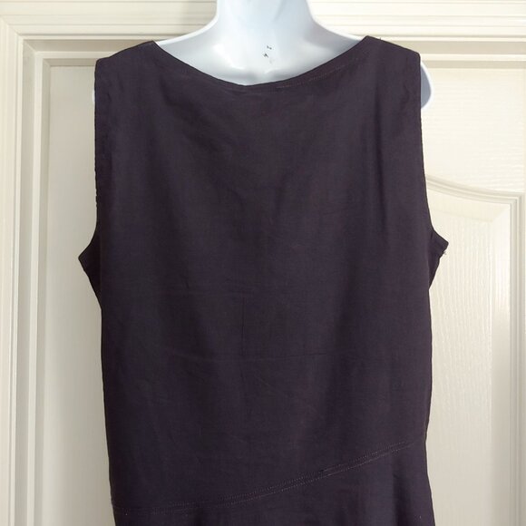 Eileen Fisher Black Linen Blend Shift Dress Lagom Cottage Lagonlook Stretch L - Picture 8 of 14